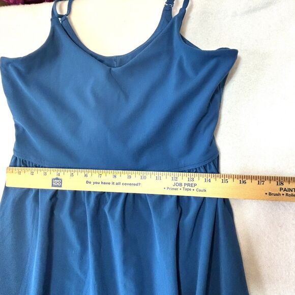Athleta Women’s M/P Elation V-Neck Hybrid Midi Dress in Blue Built In Bra - Picture 11 of 13